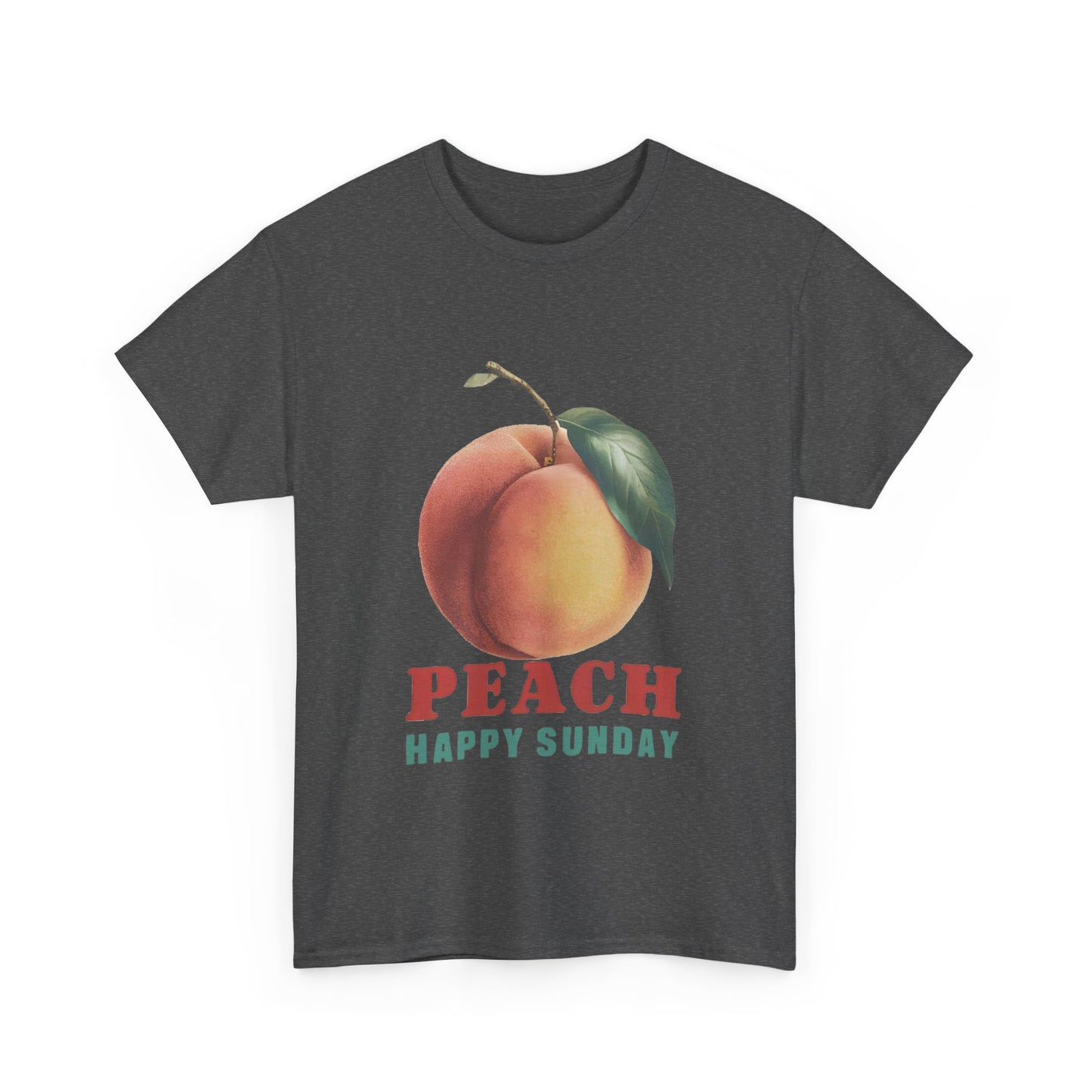 Peach fruit Happy Sunday Unisex Heavy Cotton Tee