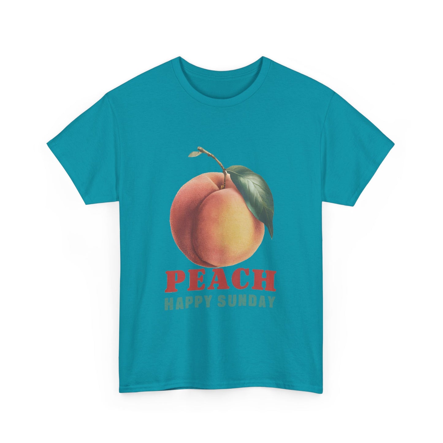 Peach fruit Happy Sunday Unisex Heavy Cotton Tee