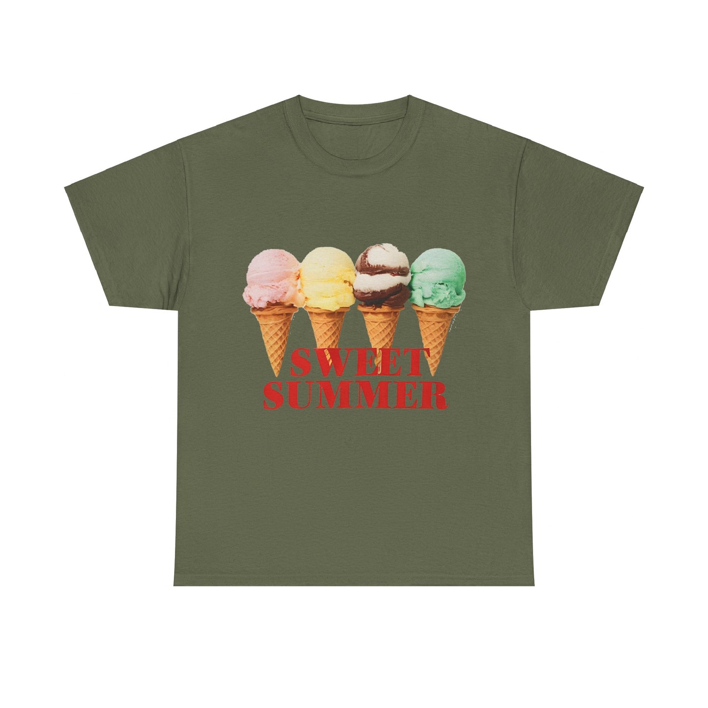 Sweet Ice Cream Happy Sunday Unisex Heavy Cotton Tee