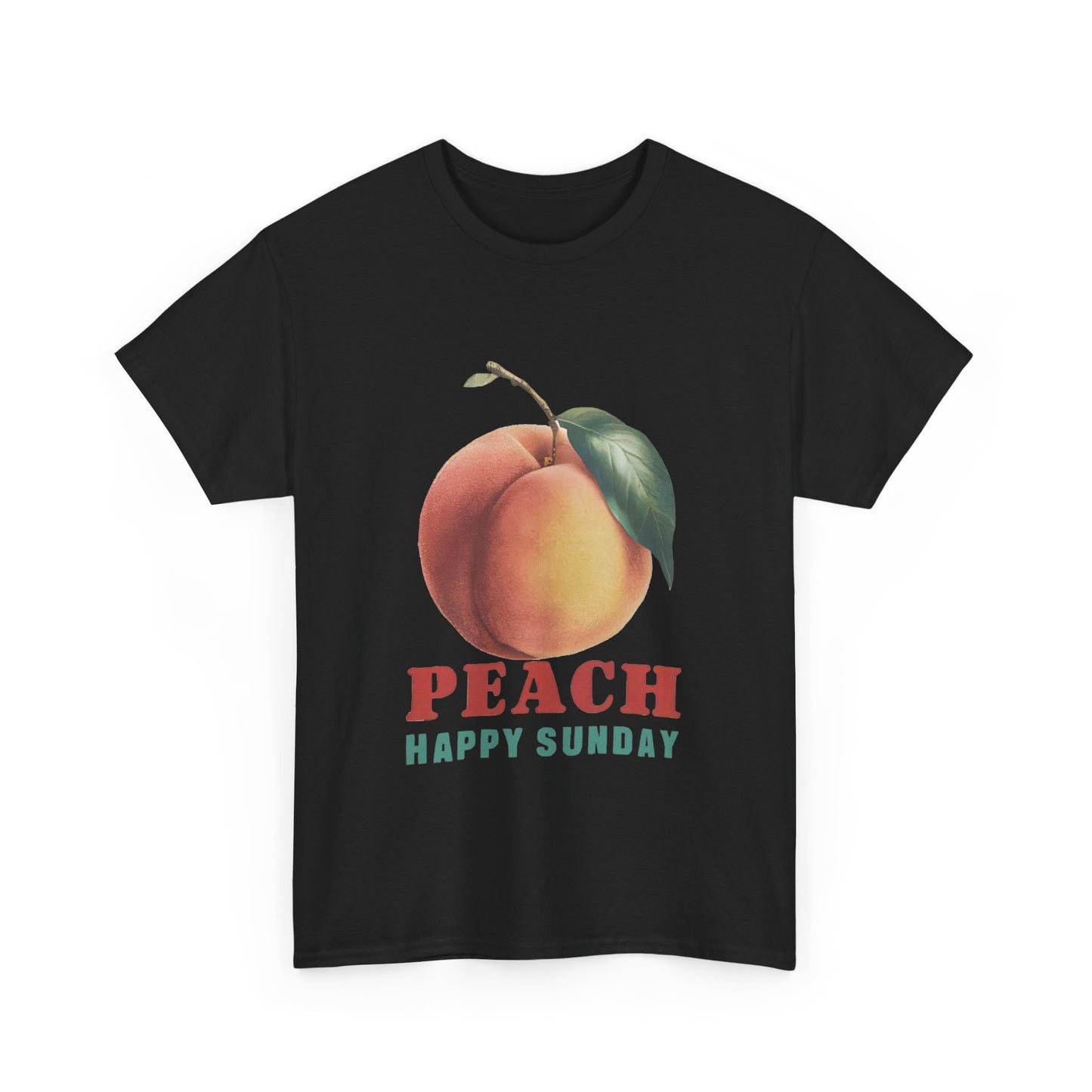 Peach fruit Happy Sunday Unisex Heavy Cotton Tee