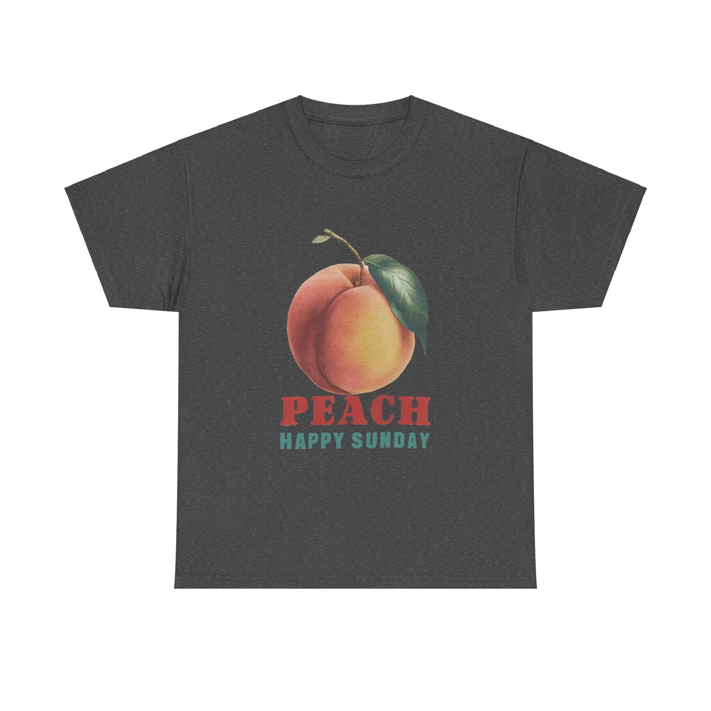 Peach fruit Happy Sunday Unisex Heavy Cotton Tee