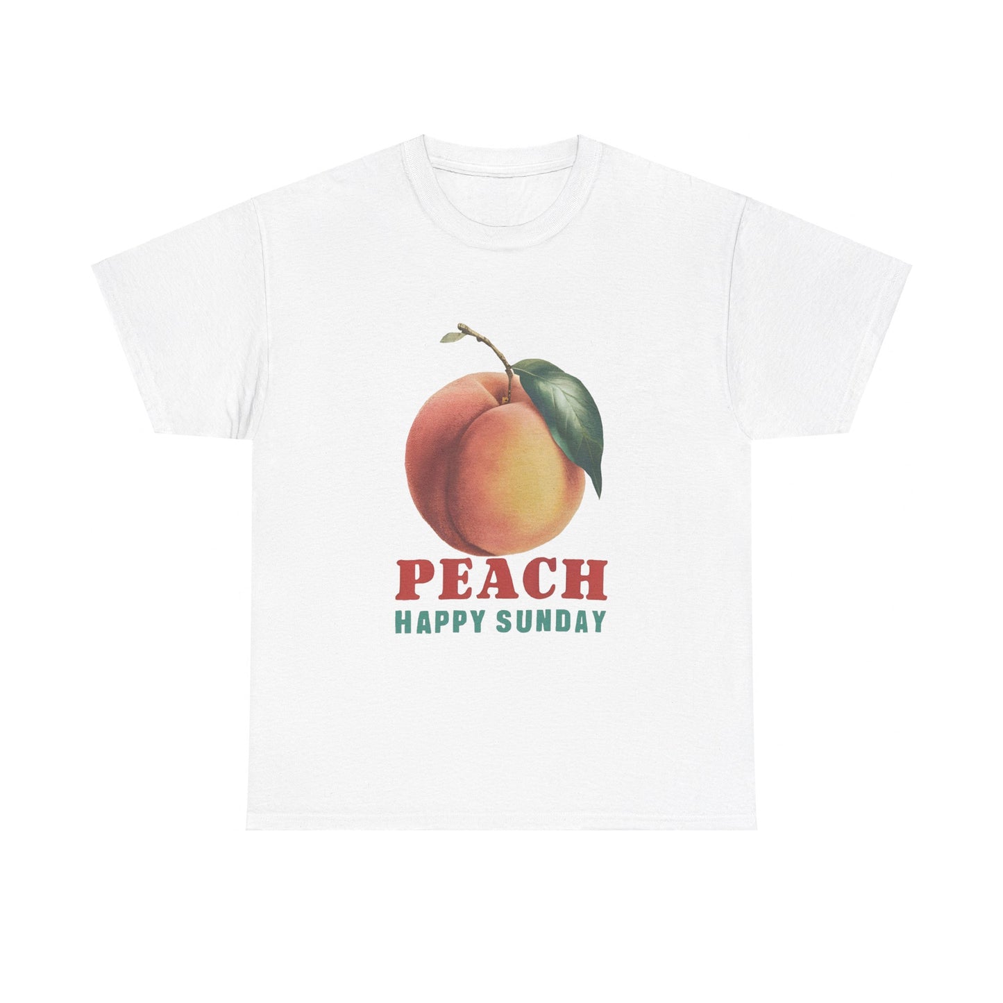 Peach fruit Happy Sunday Unisex Heavy Cotton Tee