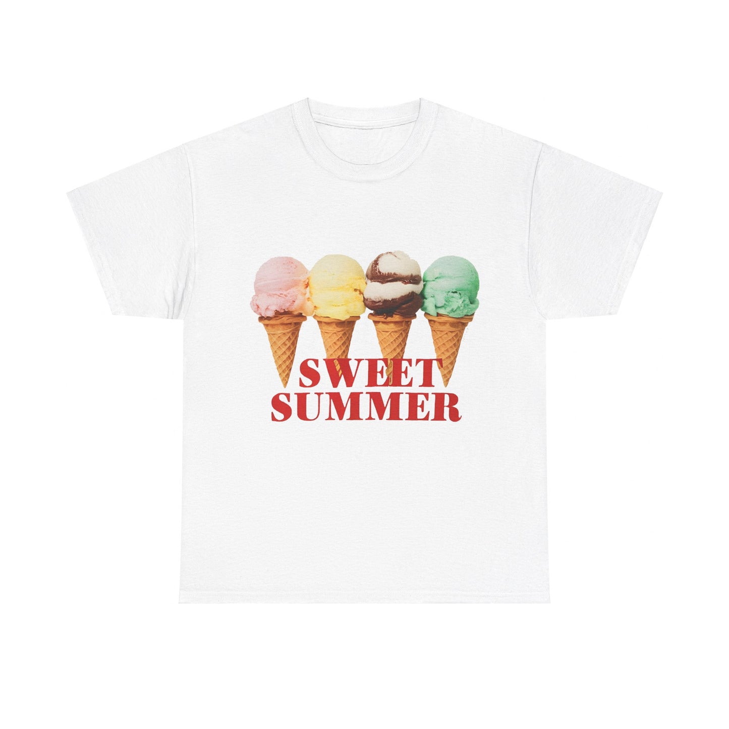 Sweet Ice Cream Happy Sunday Unisex Heavy Cotton Tee