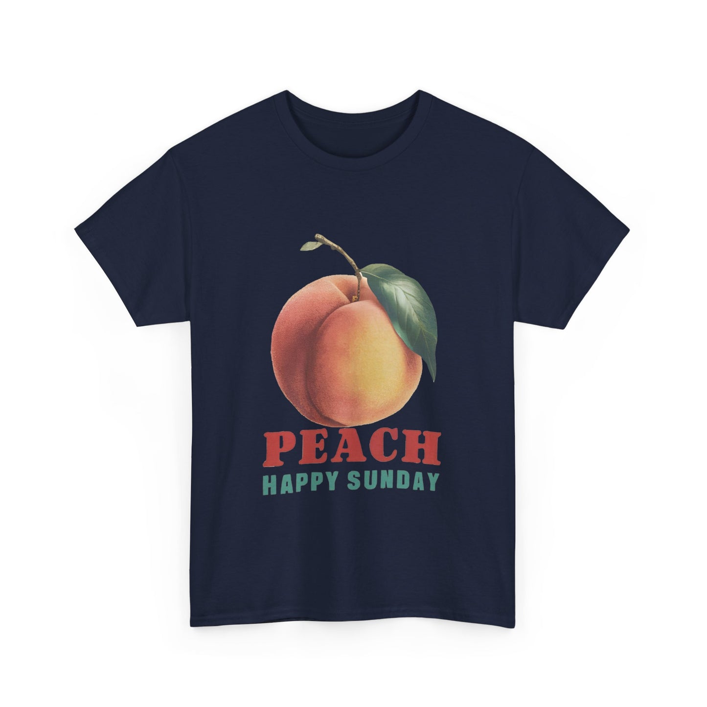 Peach fruit Happy Sunday Unisex Heavy Cotton Tee