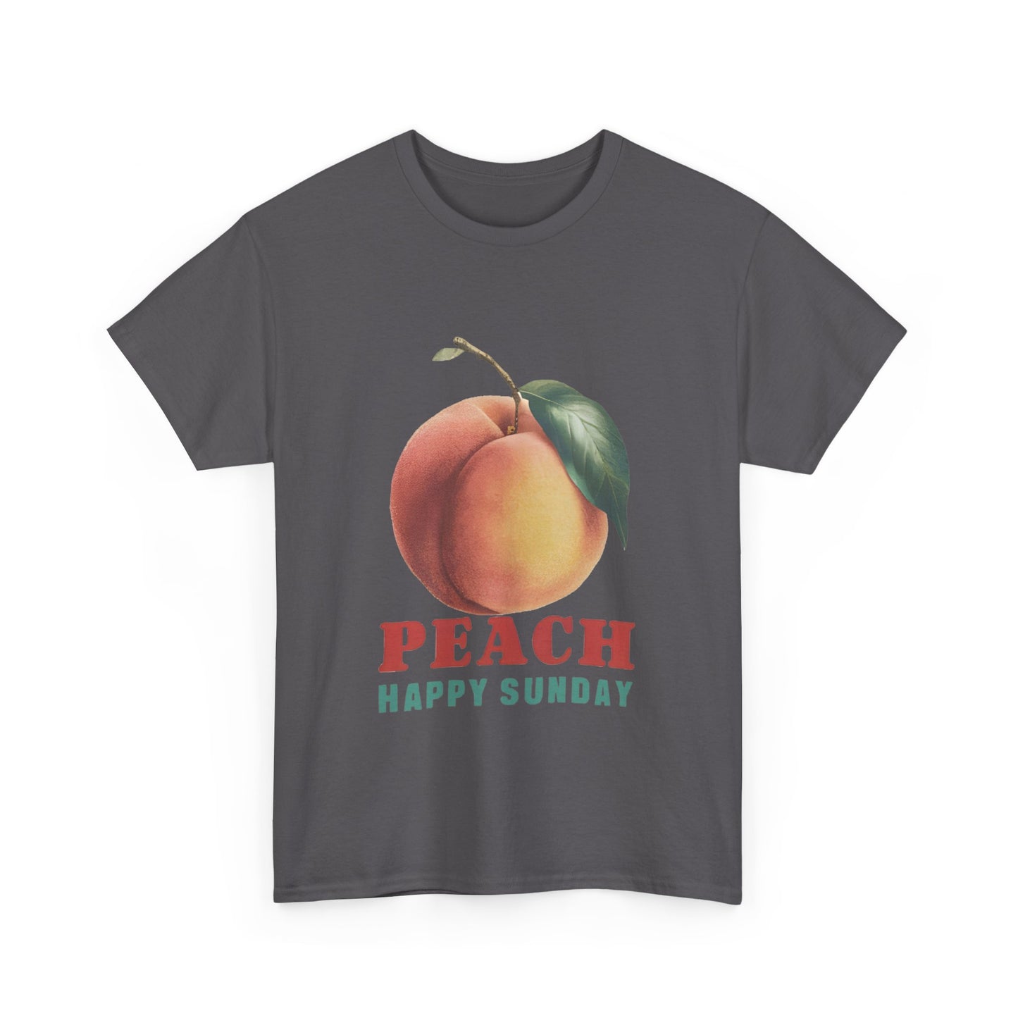 Peach fruit Happy Sunday Unisex Heavy Cotton Tee