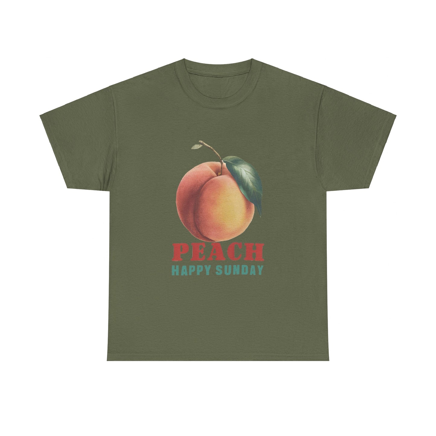 Peach fruit Happy Sunday Unisex Heavy Cotton Tee