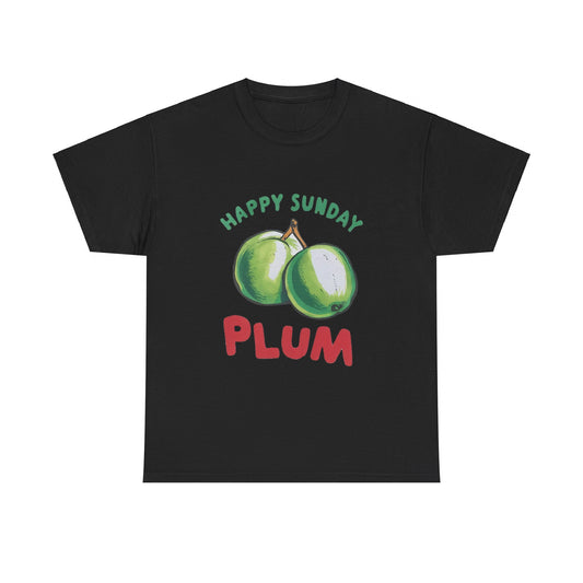 Plum fruit Happy Sunday Unisex Heavy Cotton Tee