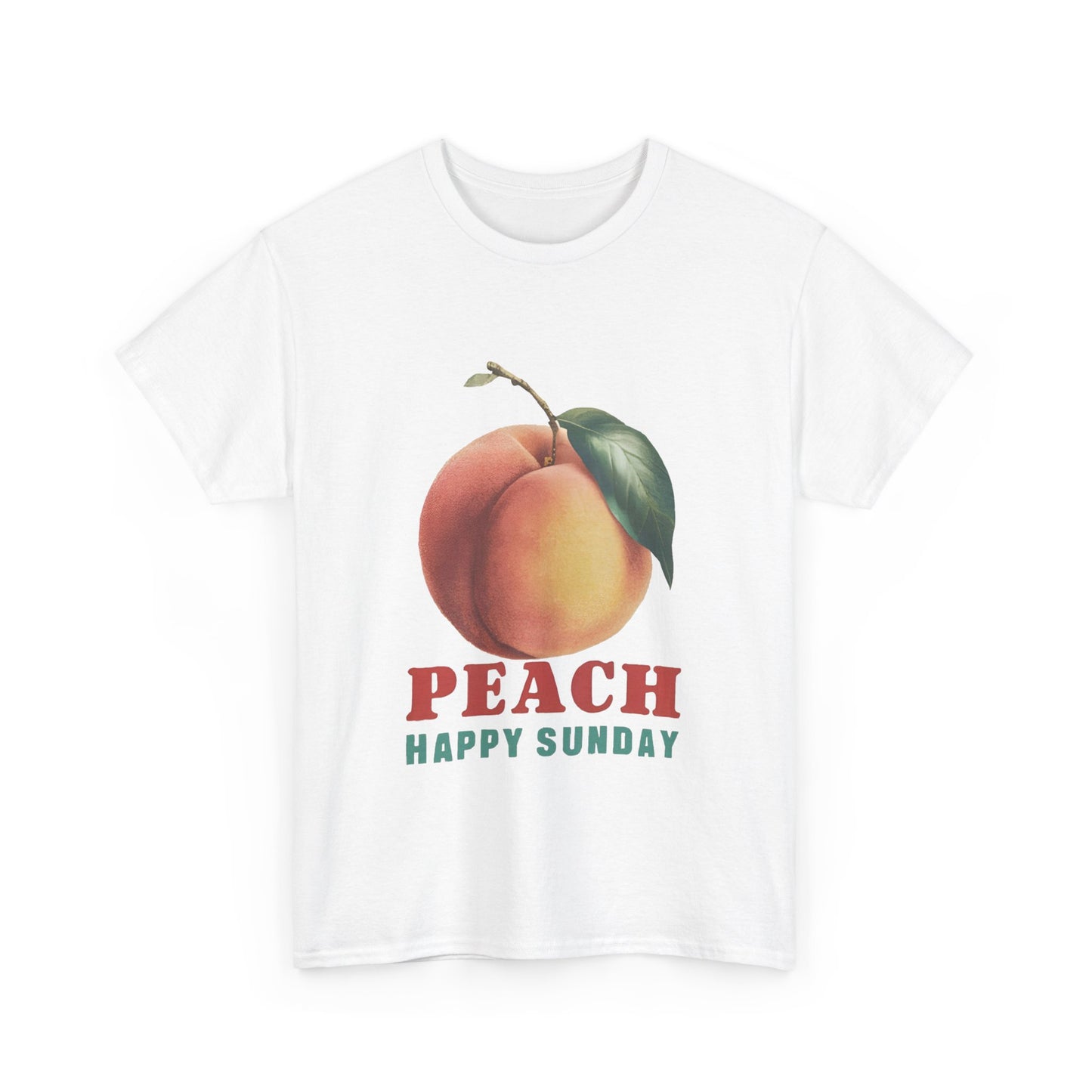 Peach fruit Happy Sunday Unisex Heavy Cotton Tee