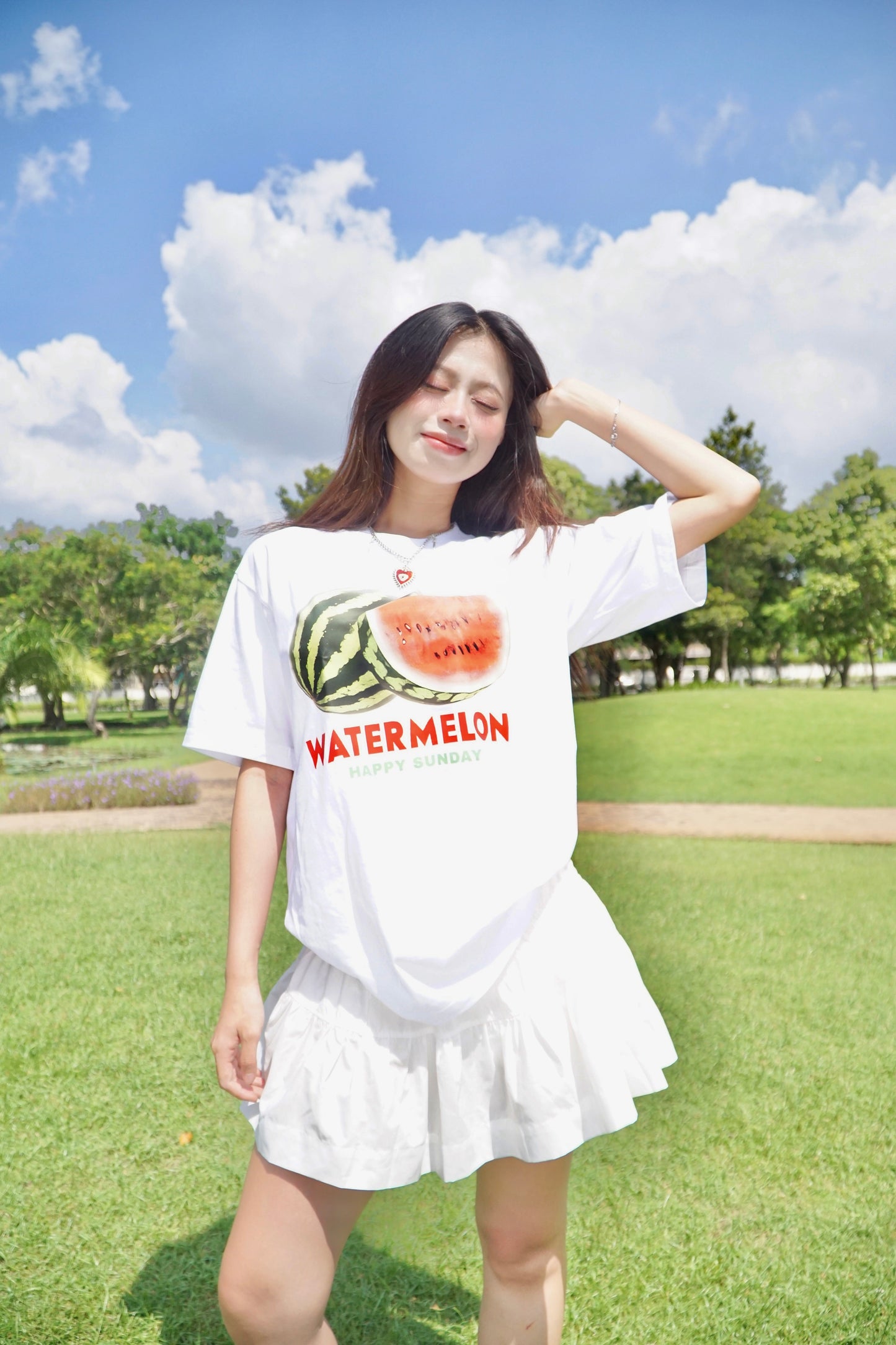 Watermelon fruit Happy Sunday Unisex Heavy Cotton Tee