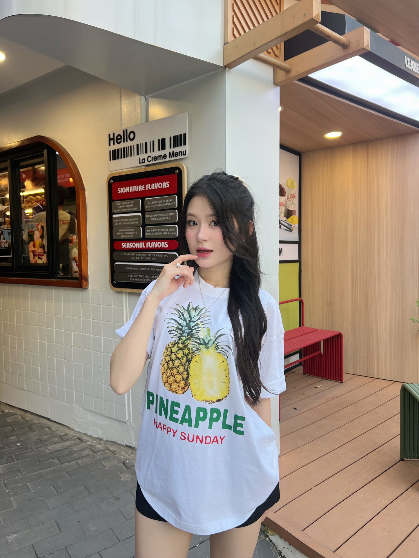 Pineapple fruit Happy Sunday Unisex Heavy Cotton Tee