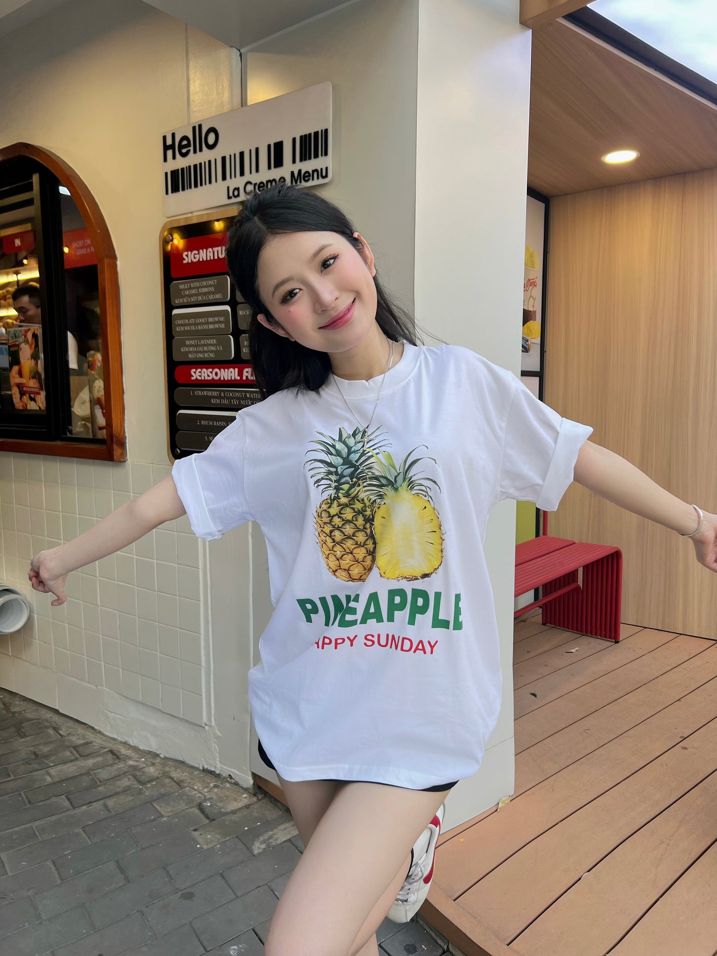 Pineapple fruit Happy Sunday Unisex Heavy Cotton Tee